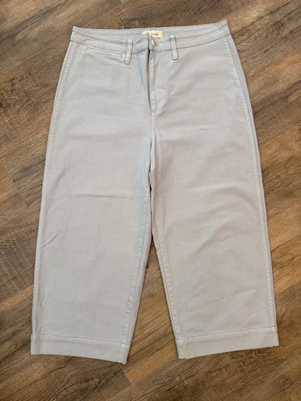 Madewell Curvy Slim‎ Emmett Women’s 31T Wide Leg Jeans Gray Blue Cropped Coastal